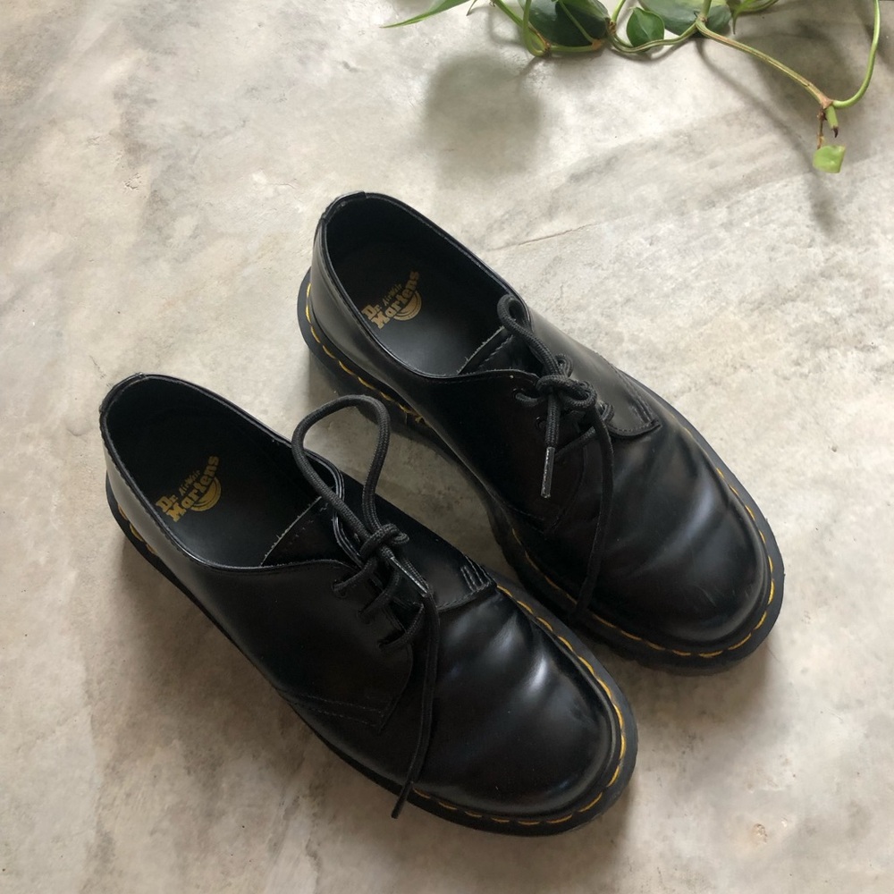 Dr. Martens Black Leather Oxford Shoes with Chunky Sole